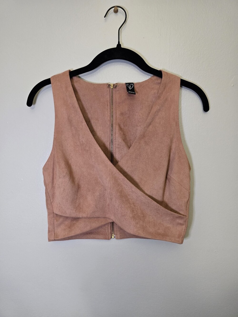 Windsor Mauve Pink Vegan Suede Wrap Crop Top